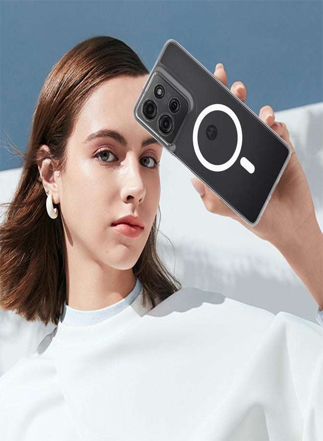 Transparent Magnetic Case Compatible with Motorola Moto G75 5G Built in Magnetic Suction Four Corner Airbag Anti Drop Shell Cover for Motorola G75 5G - Image 4