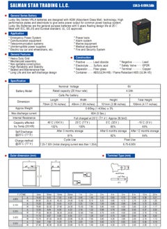 Lucky Sky Lucky Sky 6V 4.5Ah High-Performance Rechargeable Sealed Lead Acid Battery is a reliable and long-lasting power source for a variety of applications.  - Image 4