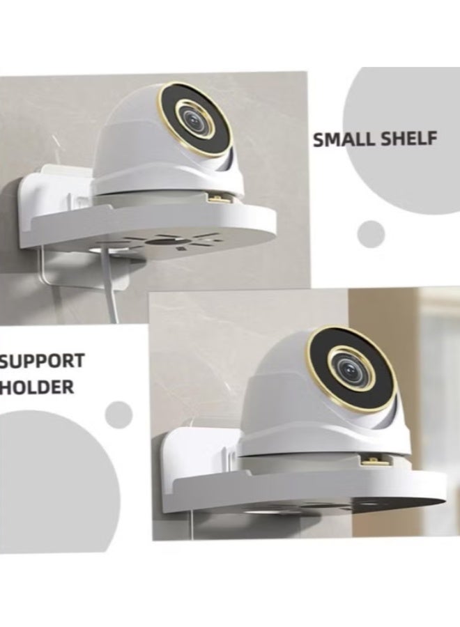 ZEVIC 2PCS Wall Mount Storage Rack, No Drilling Adhesive Bracket for Security Cameras & Speakers, Heavy Duty Stick-Up Holder, Easy Install White Shelf for Baby Monitors & Home Use - Image 4