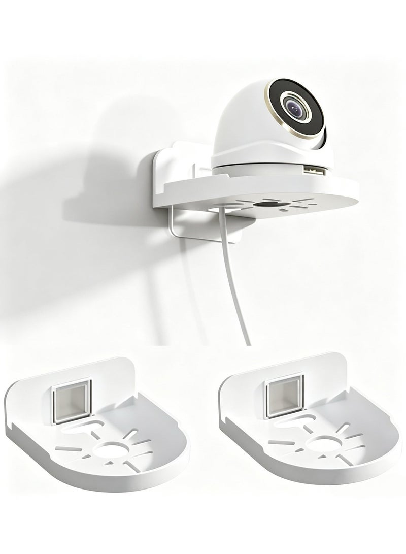 ZEVIC 2PCS Wall Mount Storage Rack, No Drilling Adhesive Bracket for Security Cameras & Speakers, Heavy Duty Stick-Up Holder, Easy Install White Shelf for Baby Monitors & Home Use - Image 1