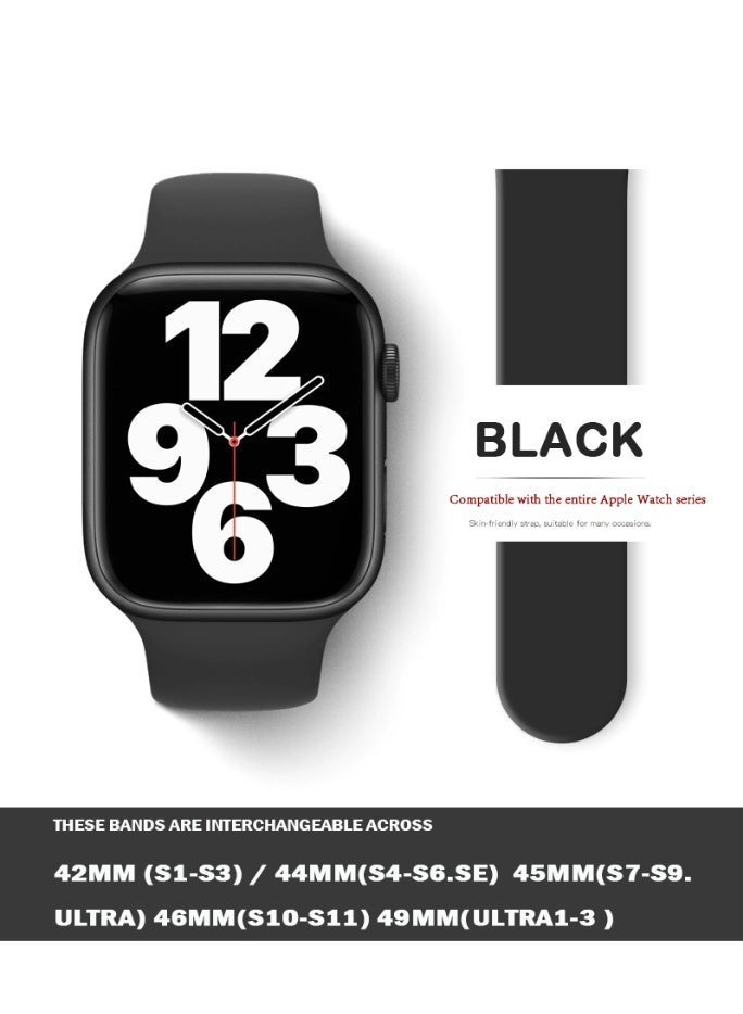 Samu Apple Watchband 42MM/44MM/45MM/49MM Silicone Strap for Apple Watch All Series Black - Image 1