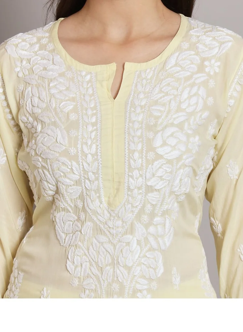Alaya Hand embroidered chikan modal straight kurta palazzos AL3668