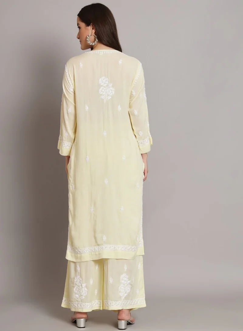 Alaya Hand embroidered chikan modal straight kurta palazzos AL3668