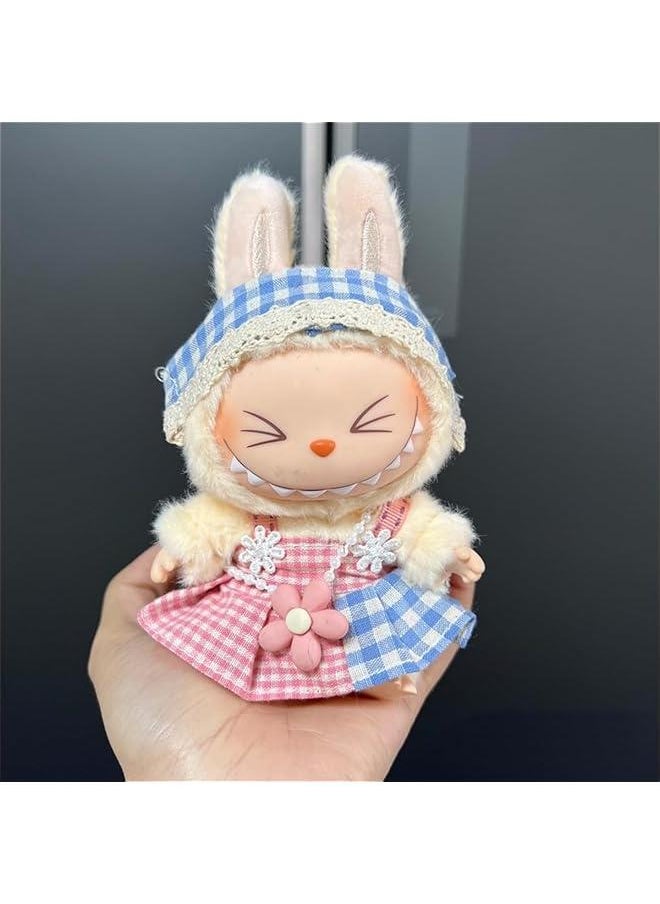 Arabest Compatible with 17cm (6.7in) POP MART Labubu Dolls, Cute Polka Dot Dress Set(No Doll Included) (1) 