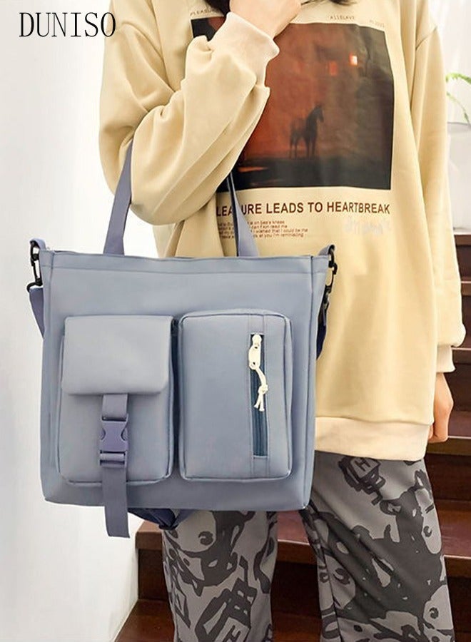 DUNISO 4PCS Kids School Backpack Set,Canvas Laptop School Bag Sets with Tote Bag,Shoulder Bag,Pencil Box,Large-capacity Book Bag for Girls Boys Back to School Supplies - Image 3