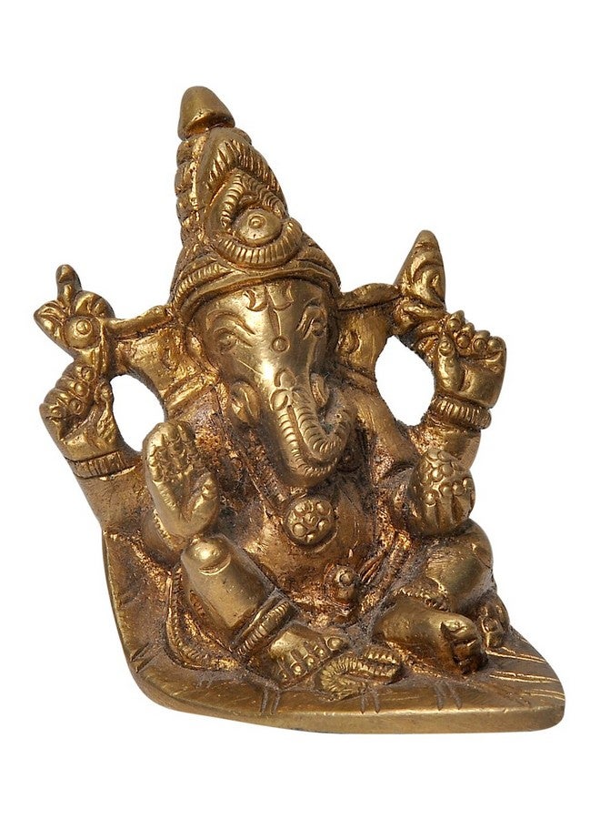 ELITE Brass Statue / Idol Of Lord Ganesh/ Ganpati Resting for Blessing ,Wealth, Fortune at Home & Office Brass Handcrafted with Antique Look/ Diwali Gift Product Dimensions (LxBxH - 3.5 x 2 x 4.2) Inches, Weight - 231 Gms