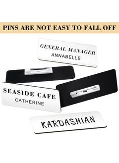 Breling 100 Pieces Name Tags With Pins 1 X 3 Inches Blank Name Tags Name Badge With Pins Name Id Badge Holder Name Tags For Office Workers Students Employee Custom (White)  - Image 3