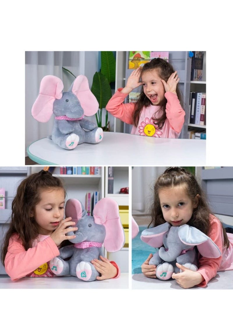 Cool Baby - Elephant Stuffed Animal Baby Girl Plush Toy Hide and Seek Game Toy Singing Interactive Music Toy - Image 1