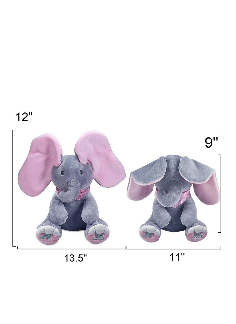 Cool Baby - Elephant Stuffed Animal Baby Girl Plush Toy Hide and Seek Game Toy Singing Interactive Music Toy - Image 1