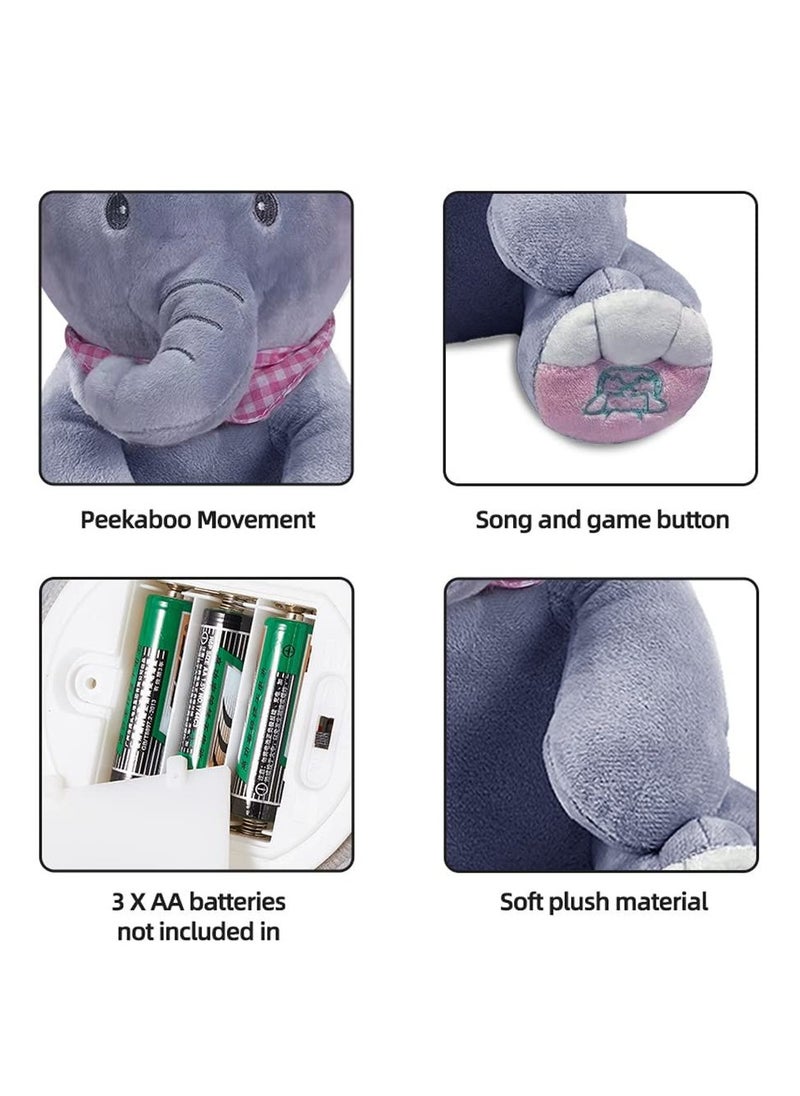 Cool Baby - Elephant Stuffed Animal Baby Girl Plush Toy Hide and Seek Game Toy Singing Interactive Music Toy - Image 1