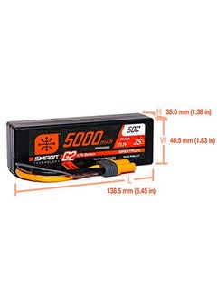 SPEKTRUM 11.1V 5000Mah 3S 50C Smart Lipo G2 Hard Case: Ic5, Spmx53S50H5  - Image 3