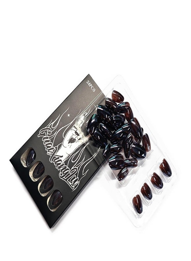 KKUUOO Soft Gel Short Oval Press on Nails, Long-Lasting Reusable Fake Nails Kit with Tabs, 32Pcs Salon-Quality Stick on Nails Full Cover Acrylic False Nails for Women Girls Manicure (Dark Brown) - Image 4