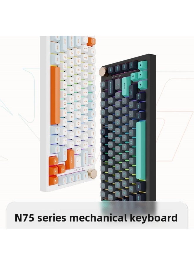 Generic - VGN N75 Game Power Customized Mechanical Keyboard Gasket Structure 75% With Full Key Hot Plug Other-Colour:N75 Power Purple Axis Jelly Orange Rgb-wired-82 Keys - Image 1