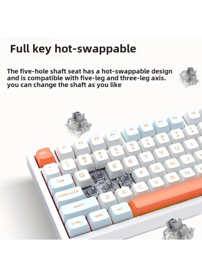 Generic - VGN N75 Game Power Customized Mechanical Keyboard Gasket Structure 75% With Full Key Hot Plug Other-Colour:N75 Power Purple Axis Jelly Orange Rgb-wired-82 Keys - Image 1