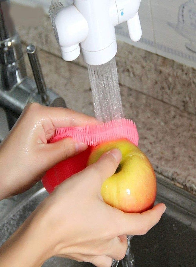 ELRINZA Cleaning Sponge Silicone Scrubber for Kitchen Non Stick Dishwashing Vegetables Scrubber Cleaner Tools Silicone Tableware Multifunction Kitchen Supplies Pack of 1 - Image 3