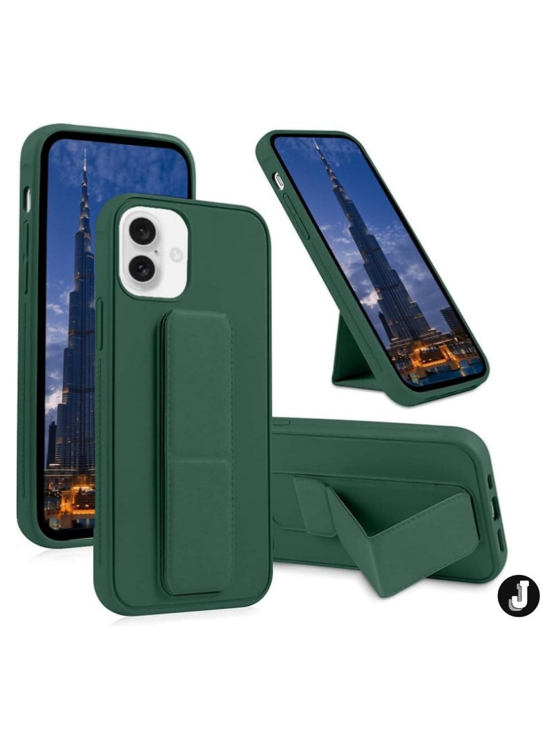 JAJEEK iPhone 16 Plus Green Magnetic Car Mount Case – Premium Silicone with Multi-Stand Kickstand & Hand Strap - Image 1