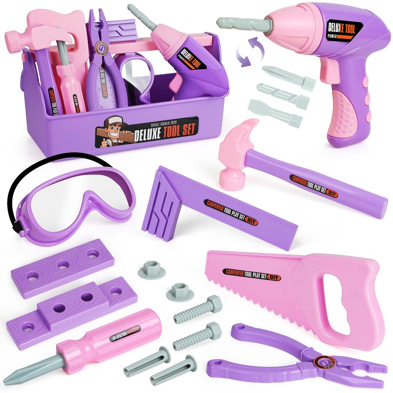 EP EXERCISE N PLAY Kids Tool Set with Toy Drill Toy Tool Box Construction Tools Pretend Play Toddler Girl Toys Gifts for Toddlers Kids Aged 3 4 5 6 7 - Image 3