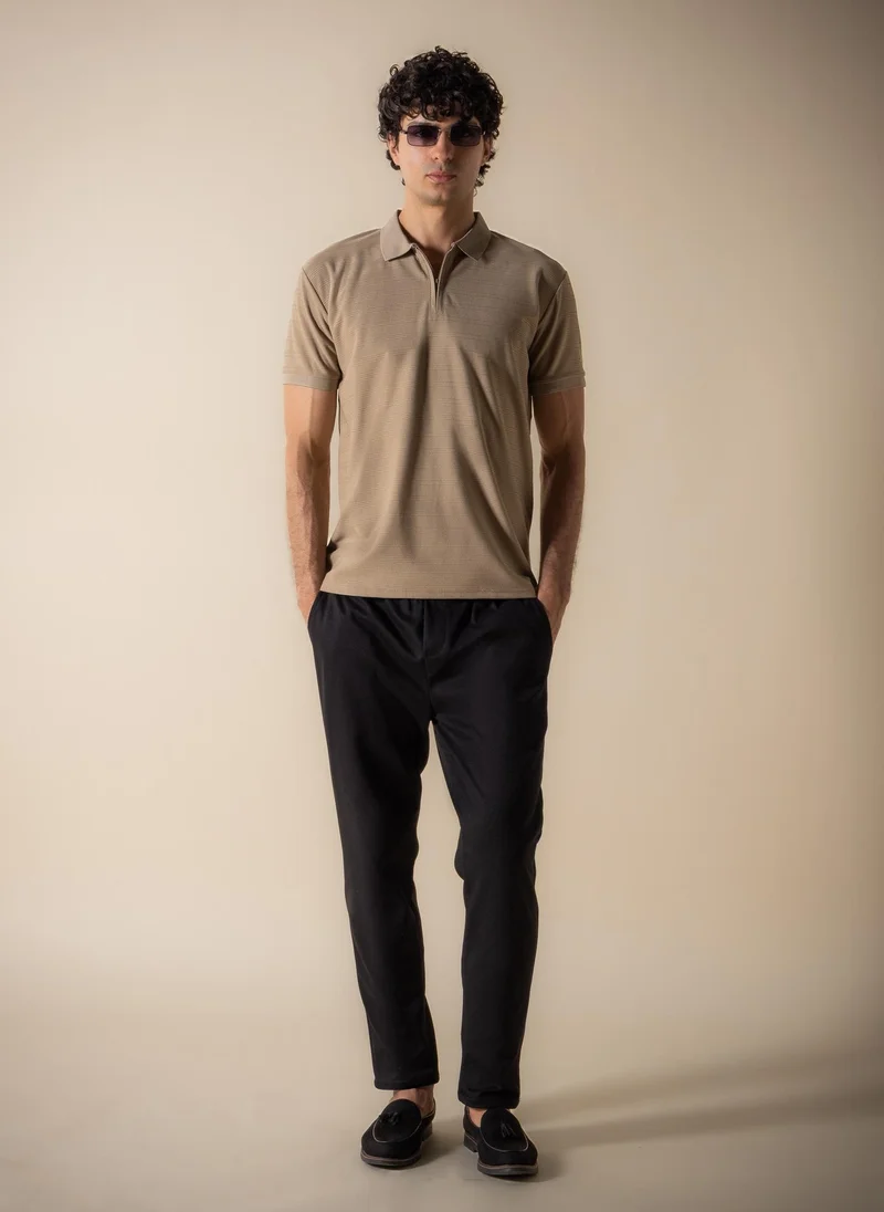 SHAPES HORIZONTAL TEXTURED SLIM POLO SHIRT