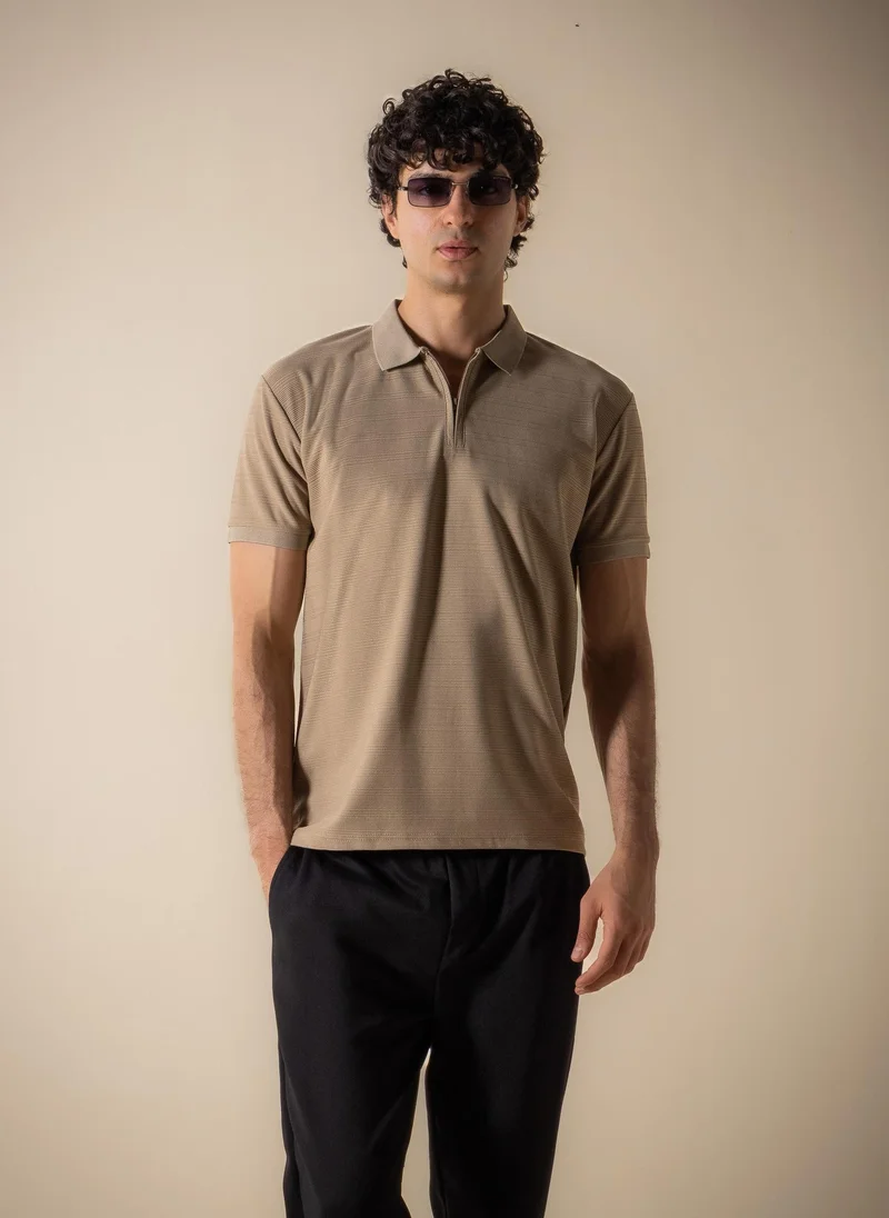 SHAPES HORIZONTAL TEXTURED SLIM POLO SHIRT
