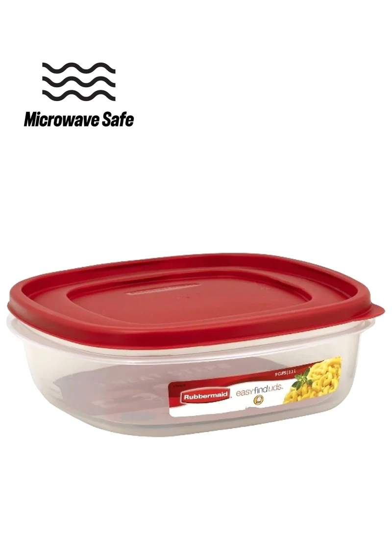 Rubbermaid Easy Find Lids Square Food Container Chilli Red and Clear 2.1 L 1777090