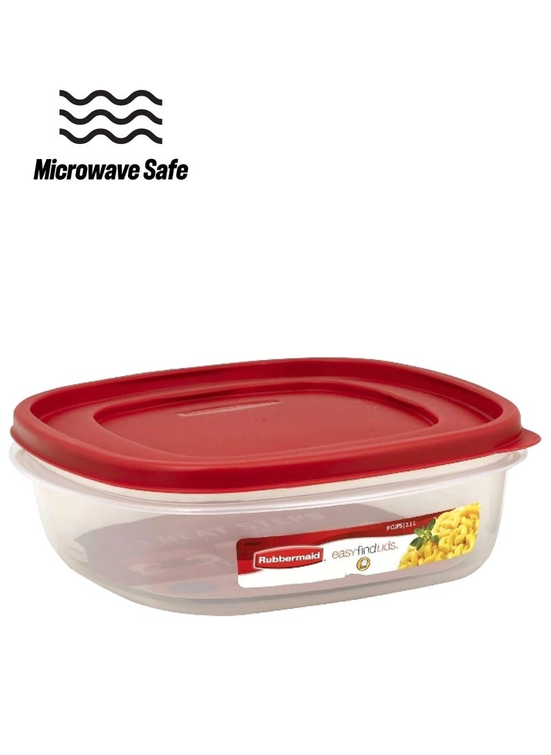 Rubbermaid - Easy Find Lids Square Food Container Chilli Red and Clear 2.1 L 1777090 - Image 1