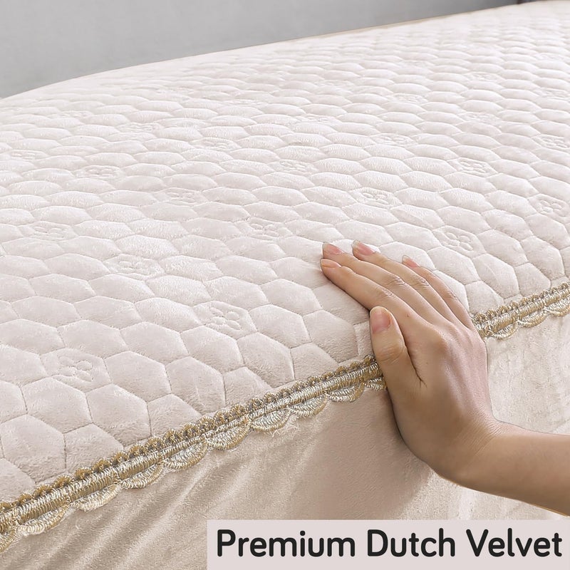 HOKIPO Premium Dutch Velvet Anti Slip Sofa Seat Mat for L Shape and 123 Seater Sofa Make Your Own Sofa Cover Set Mat Length 60 cm Beige AR4949BGE - Image 2