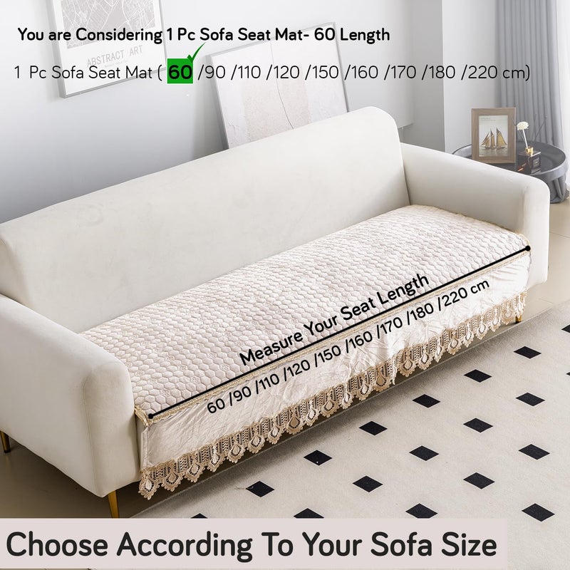HOKIPO Premium Dutch Velvet Anti Slip Sofa Seat Mat for L Shape and 123 Seater Sofa Make Your Own Sofa Cover Set Mat Length 60 cm Beige AR4949BGE - Image 4