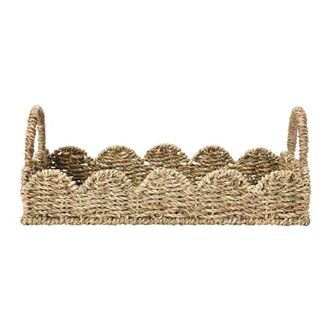 Household Essentials Seagrass Tray with Scalloped Edge, Natural - Image 3