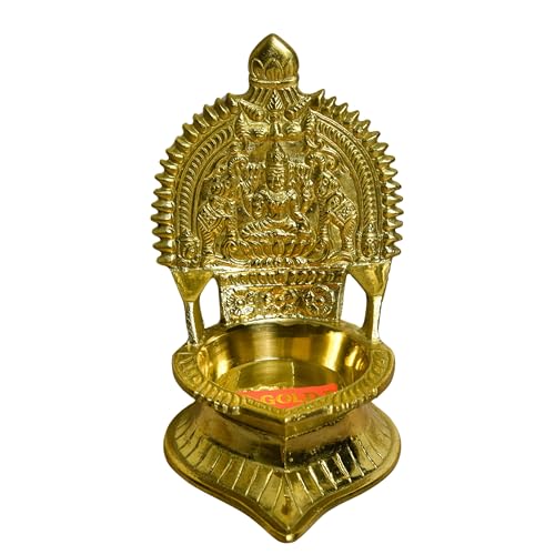 NEETU ARTS | Pure Brass Laxmi Gold Diya | Deep | Deepak | for Pooja | Home Temple Decor | 4.5 Inches | 200g - Image 2