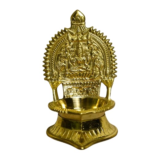 NEETU ARTS | Pure Brass Laxmi Gold Diya | Deep | Deepak | for Pooja | Home Temple Decor | 4.5 Inches | 200g - Image 3