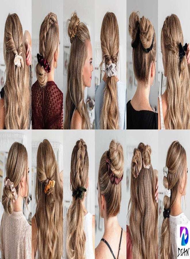 DIAN Multicolor Pack of 16 Hair Scrunchies & Hair bands, Hair Ponytail Holder, Hair Tie, Hair Bow, Rubber Band in Satin & Printed for Girl, Teens and Women - Image 4