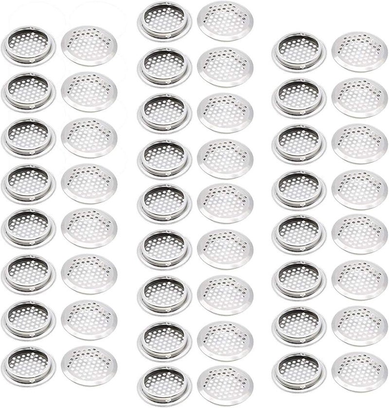 NACX 50Pcs Air Vents 53mm Circular Soffit Vent Stainless Steel Round Vent Mesh Hole Louver for Kitchen Bathroom Cabinet Wardrobe - Image 1