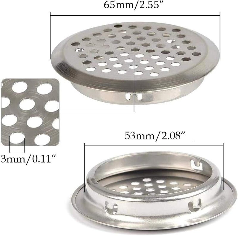 NACX 50Pcs Air Vents 53mm Circular Soffit Vent Stainless Steel Round Vent Mesh Hole Louver for Kitchen Bathroom Cabinet Wardrobe - Image 2