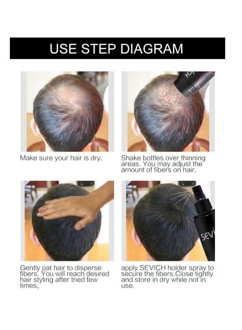 Sevich Hair Building Fibers Instant Remedy for Hair Loss Hair Fiber Powder For Thinning Hair & Bald Spots Hair Concealer Powder For Women & Men 25g (Black) - Image 3