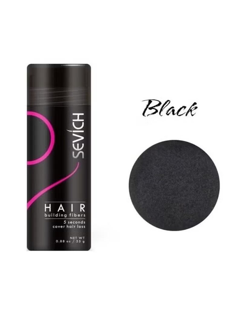 Sevich Hair Building Fibers Instant Remedy for Hair Loss Hair Fiber Powder For Thinning Hair & Bald Spots Hair Concealer Powder For Women & Men 25g (Black) - Image 1