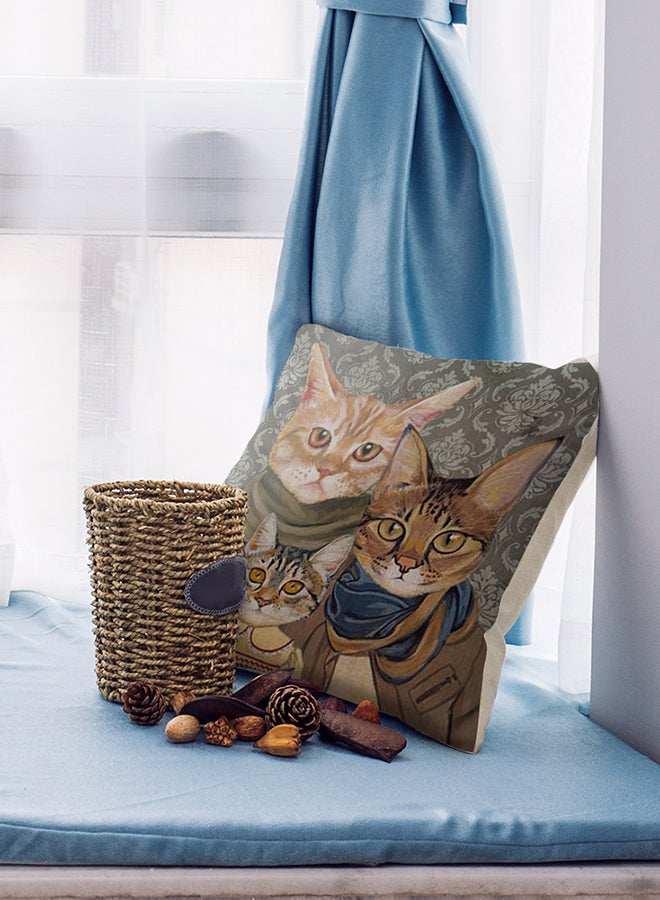 Decorative Cat Printed Cushion Cover Multicolour 45 x 45cm - Image 3