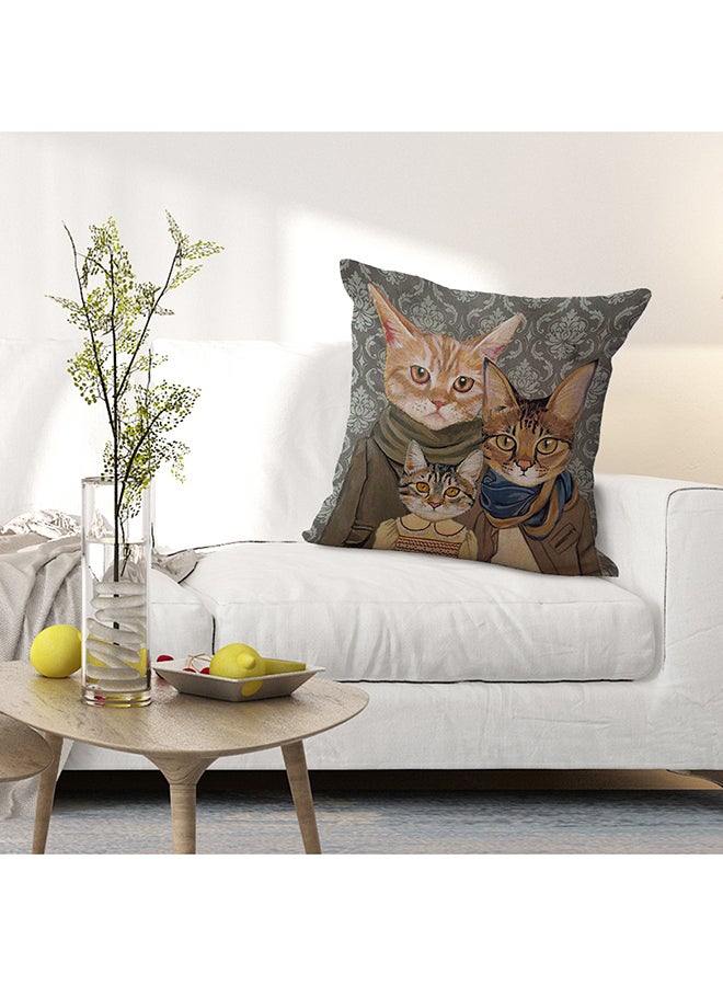 Decorative Cat Printed Cushion Cover Multicolour 45 x 45cm - Image 2