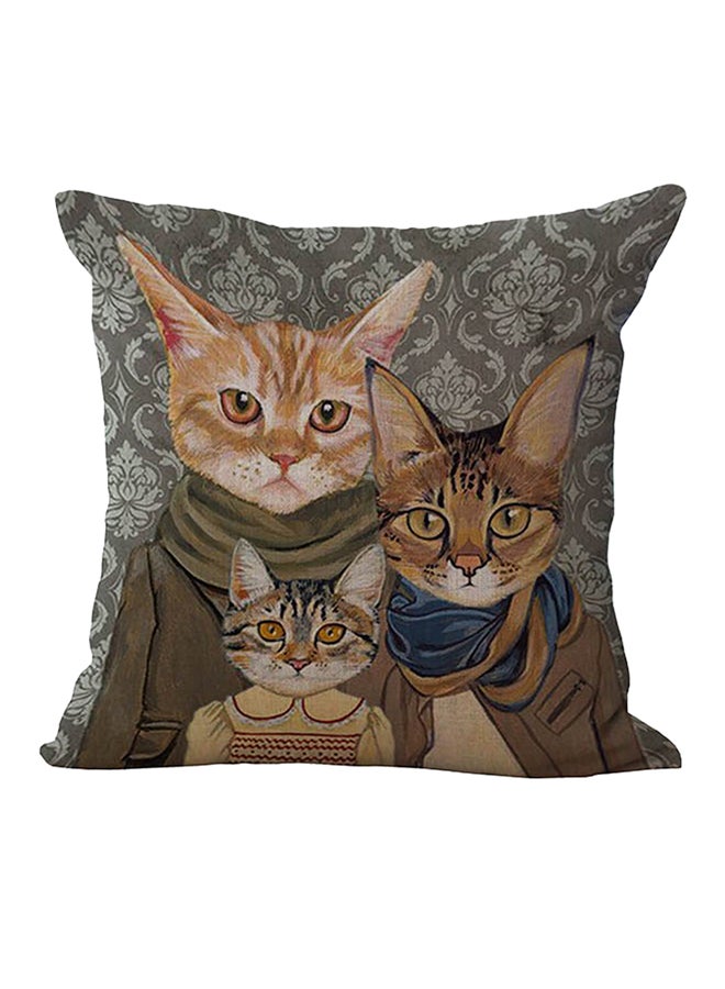 Decorative Cat Printed Cushion Cover Multicolour 45 x 45cm - Image 1
