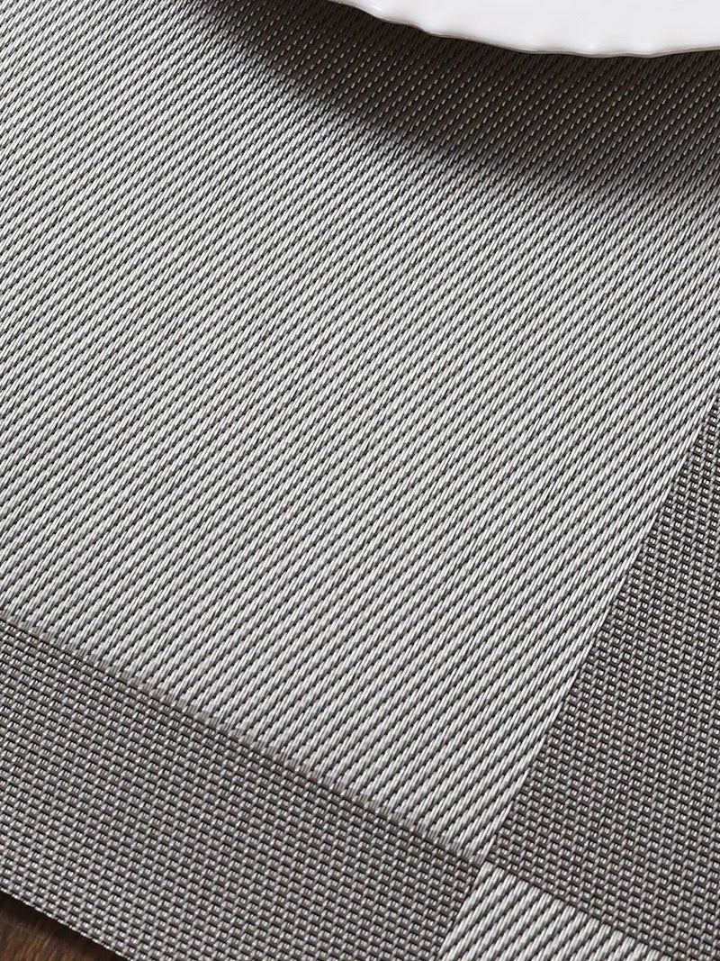 GROKI PVC Reversible Vinyl Table Mats Dining Table Mats Rectangular Dining Tablemates HeatResistant Grey Pack of 4 - Image 5