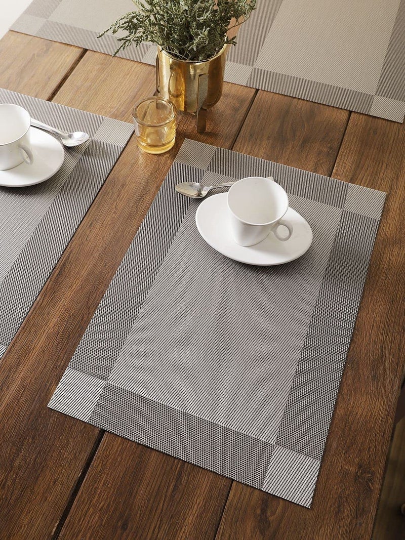 GROKI PVC Reversible Vinyl Table Mats Dining Table Mats Rectangular Dining Tablemates HeatResistant Grey Pack of 4 - Image 3
