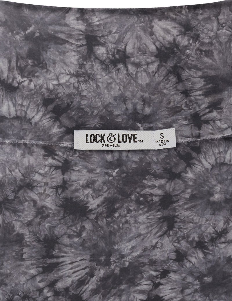 Lock and Love WB1058 Womens Tie Dye Fold Over Maxi Skirt L Black - Image 4