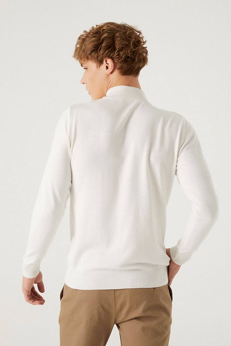 D'S DAMAT Regular Fit Ecru Cotton Blend Half Turtleneck Knit Sweater 5HF06ORT16275  - Image 4