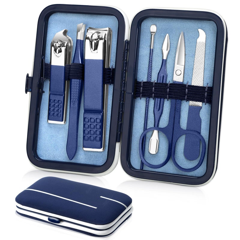 Aceoce Travel Manicure Set Mens Grooming Kit Stainless Steel Nail Clippers Nail Care Tool with Luxurious Travel Case Manicure Pedicure Set Professional Personal Care Gift for Men Family Friends - Image 1
