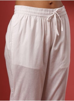 Abhishti Regular straight pants with side buttons detail- white  - Image 5