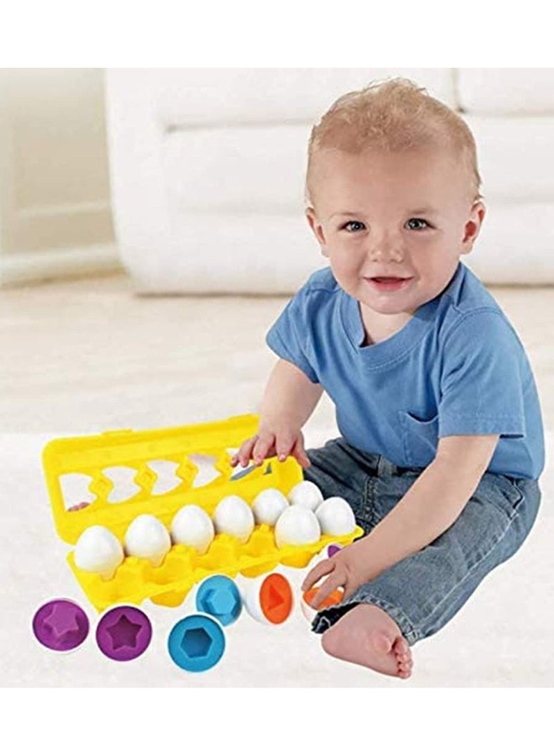 12 قطعة فارز لون الشكل مطابقة البيض مجموعة لعبة تعليمية تعليمية لعبة تعليمية تفاعلية للأطفال الصغار - Image 2