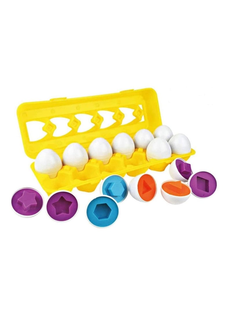 12 قطعة فارز لون الشكل مطابقة البيض مجموعة لعبة تعليمية تعليمية لعبة تعليمية تفاعلية للأطفال الصغار - Image 1