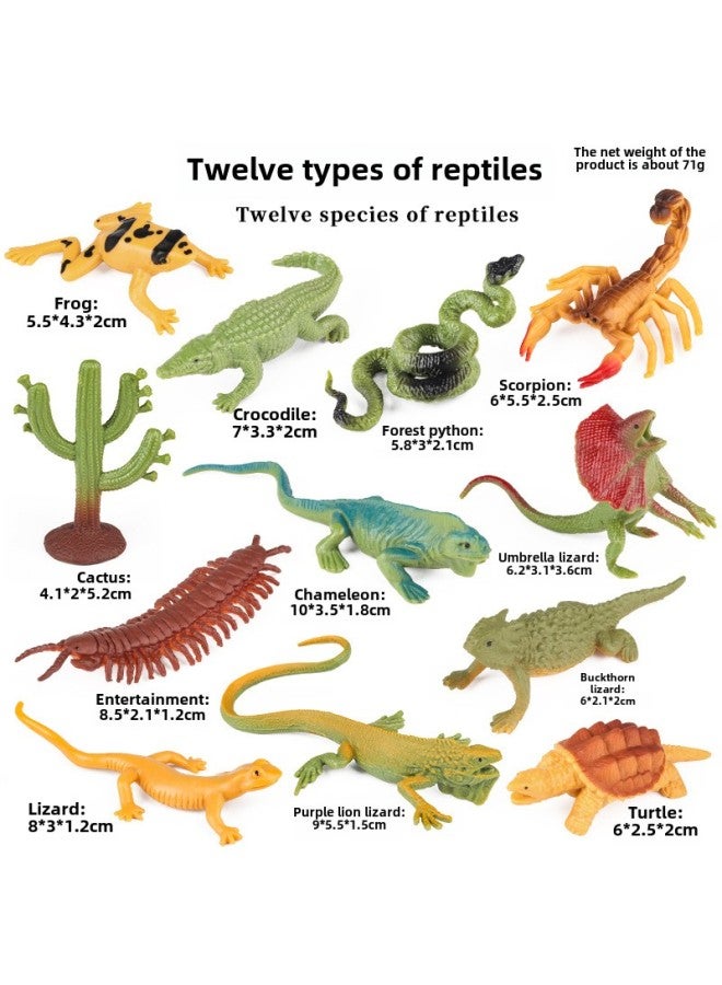 نماذج محاكاة نباتية واقعية للحيوانات - اللون: Ddl Mini Reptile مجموعة من 12 نمطًا - Image 1