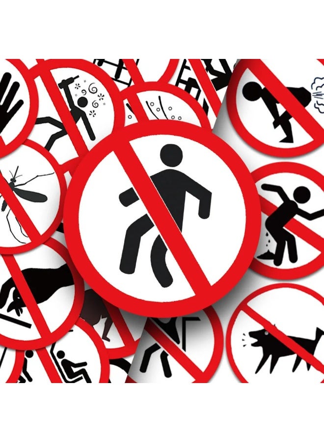 NIBEMINENT 64 Pcs Funny Prohibited Sign Deco Kit Waterproof Stickers, High Definition Printing Bright Colors, Suitable for Laptop Skateboard Luggage Water Bottle Guitar DIY - Image 2