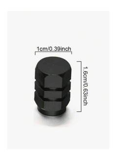 Generic Valve for Tires Set - Pack of 4 Tire Valves - Tire Valve Kit - Tire Valves - Set of 4 Wheel Valves - Strong Metal Tire Valve Cap - Valve Cap Kit - Car Valve - Tire Valves - Black Valve Stem Caps - Tire Valve - Four Pieces of Rim Valve - Strong Hexagonal Design Metal Valve - Black Color  - Image 2