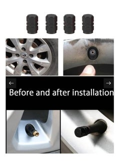 Generic Valve for Tires Set - Pack of 4 Tire Valves - Tire Valve Kit - Tire Valves - Set of 4 Wheel Valves - Strong Metal Tire Valve Cap - Valve Cap Kit - Car Valve - Tire Valves - Black Valve Stem Caps - Tire Valve - Four Pieces of Rim Valve - Strong Hexagonal Design Metal Valve - Black Color  - Image 4